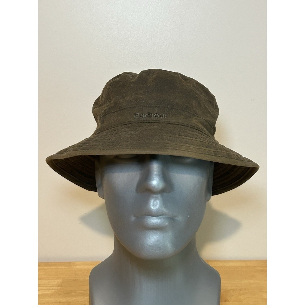 Barbour Waxed Cotton Bucket Hat Size XL Plaid Lined Outdoor